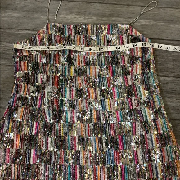 Nasty Gal Multi Color Sequin Checkerboard Mini Dress Sparkly Festival Party Sz10 - Picture 7 of 9